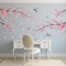 Amimagen Wandtattoos Rosa Aquarell Kirschblüte Wandaufkleber - Baum Zweig Blume Vögel Wandsticker - Schlafzimmer Wohnzimmer Sofa TV Hintergrund Wanddeko