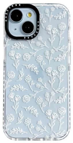 AMART für iPhone 15 Hülle Blumen,Durchsichtig mit Süß Weiß Blumen Muster HandyHülle für Frauen Mädchen Weiche Silikon Stoßfest Schutzhülle mit Motiv für iPhone 15