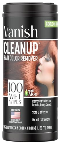 Vanish Cleanup Hair Color and Hair Dye Remover Wipes, Safely Removes Hair Color Dye from with Aloe, Gentle on Skin - 100 Count