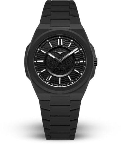 ZINVO Rival Aero Phantom Quarz Datum Schwarz Weiß Mineral Herrenuhr, Schwarz , Armband