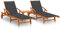 Festnight Doppelliege mit Rollen und Tisch Gartenliege Klappbar Outdoor 2 Personen Doppel Sonnenliege Holz Sonnenbett Liege Outdoor Holzliege Balkon Massivholz