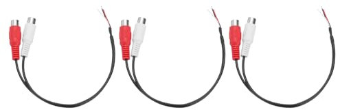 sourcing map 3pcs Speaker RCA Female Plug Jack to Bare Wire Open End RCA Audio Cable Plug Jack Connector Adapter for Amplifier Receiver Speakers Cable, 0.25m