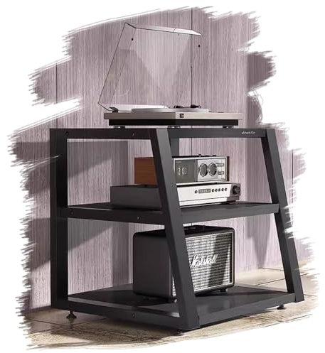 ILOOXI AV-Medienständer 2/3/4-stufiger Audio Rack HiFi Regal, Stereo-Komponenten-Rack, HiFi-Rack AV-Regal, Modulares Design ﻿(Black,3 Tier)