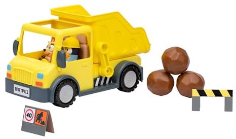 Bluey Dump Truck Age 3+, With Load and Unload Feature, Get Some Work Done With Exclusive Hard-Hat and Muddy Bingo,