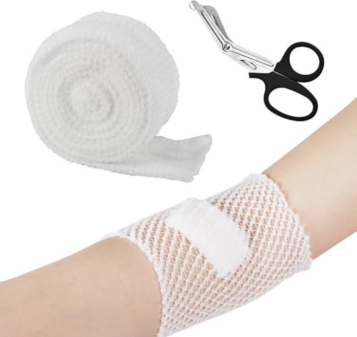 Benda a Rete Tubolare Elastica,Rete Elastica Fasciatura,Bendaggio Elastico Tubolare,Benda Traspirante a Rete,Benda Tubolare Rete,Benda Elastica Medicazione,Bendaggio Estensibile con Forbici Mediche,L