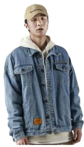 BERCIELY Casual Jacke Herren Graffiti Druck Jeansjacke Herren Jugend Klassisch Persönlichkeit All-Match Langarm Jacke Herren Mode Komfortabel Vintage Jacke Männer A-Blue 3XL
