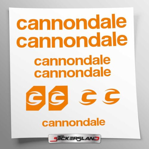 Aufkleber-Set kompatibel mit Rahmen MTB Mountainbike und Helm | Decals Aufkleber für Fahrräder mit Logos | Stickersland® – Cannondal (Orange matt)