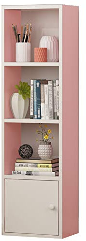 Bücherregal mit 6 Ebenen, Holz, mit Türen, platzsparendes Bücherregal für Kinderzimmer (Weiß/Rosa/Buche/Grün)