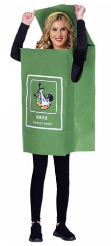 Muteitt Trash Can Costume for Men Women Dress Up Party Cosplay Costumes, Waste Bin Outfit Garbage Can Costume for Halloween Cosplay