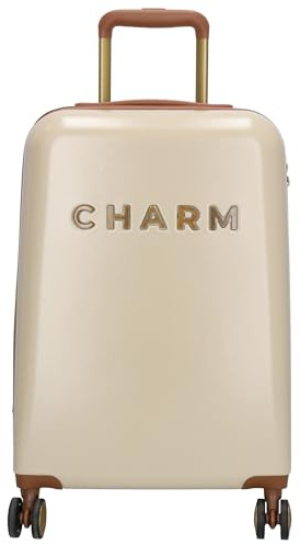Charm London Capetown Hartschalenkoffer - Reise Koffer mit Rollen - Beige | TSA-Schloss, 360° Rollen, Trolley, Cabin Bag, Reisekoffer, Koffer mit Teleskopstange