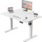 JUMMICO Höhenverstellbarer Schreibtisch mit Monitorständer, Elektrisch Schreibtisch Steh-Sitz, Standing Desk,140 x 60cm, Weiß