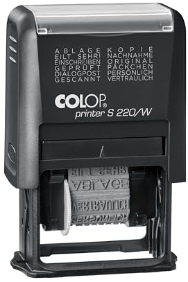 COLOP Wortbandstempel Printer S 220/W, Sprache: Deutsch, Abdruckfarbe: schwarz, 12 vordefinierte Wörter zum Einstellen