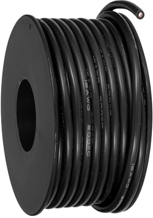 sourcing map 16AWG Flexible Silicone Wire 9m/30ft 16 Gauge Black | Tinned Copper Electrical Stranded Wire 200 Celsius/392 Fahrenheit High Temperature Hookup Spool for DIY Model Wiring