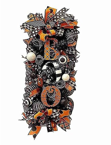Qusedwey 1 Piece Halloween Wreath Fall Wreath Halloween Spider, Mesh and Ribbons Wreath