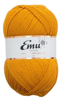 Emu Classic Aran with Wool 400g Ball Acrylic Blend Yarn 840m, English Mustard - 220
