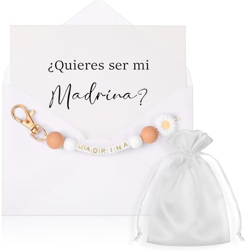 Hestya Geschenk Der Patentante Schlüsselanhänger Karte mit Umschlag zur Taufe Konfirmation Weihnachten Geburtstag(Quieres ser mi Madrina)