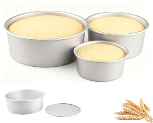 YapitHome Runde Kuchenformen Set 10/15/20 cm, Anodisiertes Aluminium