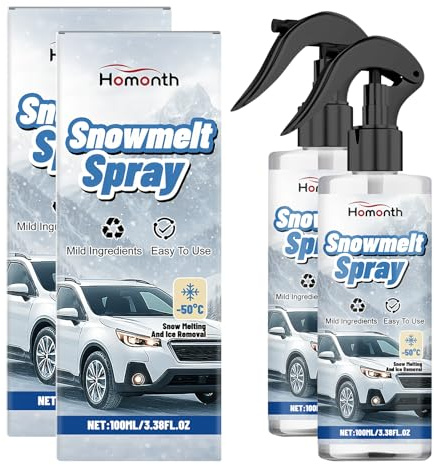 Henjunu Scheiben Enteiser Spray 2X 100ml, Enteiserspray Auto, Autoscheiben Entfroster Spray, Effektiver Scheiben Enteiser, Auto Enteiser entfernt EIS ohne Kratzen & verhindert Wiedervereisung