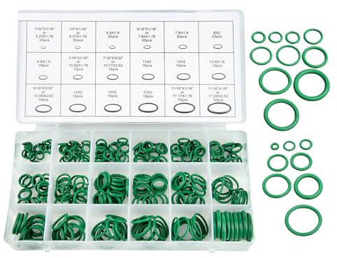 Sortiment von Auto-Dichtungen – 160 g, 18 grüne Ringe, Reparaturscheiben, Abstandshalter für Klempnerarbeiten | Automatischer Klimagerät-Kompressor, Rec Teile