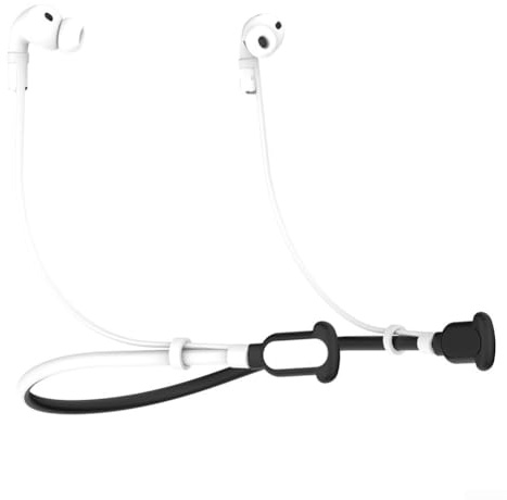 Soft Silicone Anti-Lost Neck Strap for AirPods Pro 3/2/1 and For AirPods 4/3/2/1, Flexible Wire Prevents Earbud Loss While Running, Gym or Commuting(White)