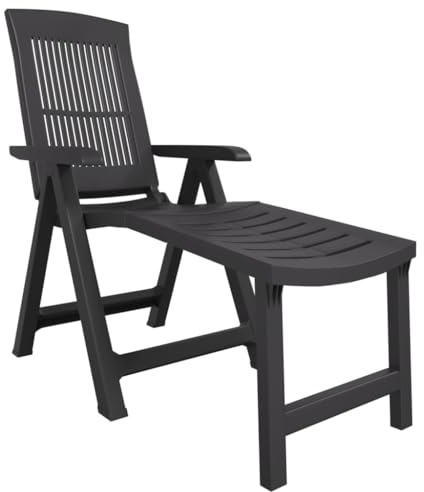 Mhdvray Sonnenliege Anthrazit 60x155x80 cm klappbar Kunststoff Gartenliege mit 5-Fach Verstellbarer Rückenlehne Leicht & witterungsbeständig für Balkon Garten Terrasse und Camping