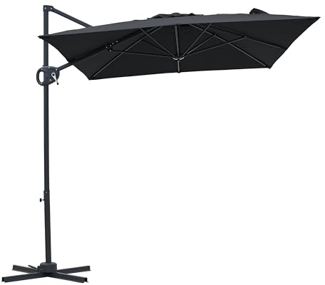 AXI Luma Ampelschirm Rechteakig 200x300 cm in Anthrazit/Grau | Sonnenschirm für Garten/Terrasse, UV-schützendes Schirmtuch UPF-Wert von 30+ | Inkl. Kreuzfuß & Schutzhülle | Kippbar & 360° drehbar