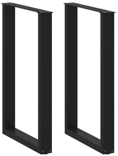 mtlskopl Pieds de table noirs 60 x 90-91 cm en forme de U en acier revêtu par pulvérisation - Pieds de nivellement réglables en hauteur pour table basse, table haute dans le salon, la salle à manger