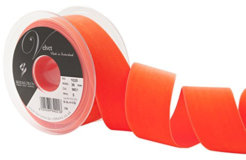 Berisfords Velvet Ribbon Capucine 45mm - Nylon Craft Ribbon for Sewing, Gift Wrapping and Hair Accessories