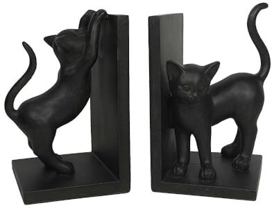 Buchstütze Katzen 2 Stück Buchständer Buchhalter Schwarz