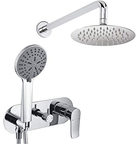 Oxen 423351 Robinet mitigeur encastrable SAR. Sortie murale. Comprend : pulvérisateur extra plat, support, flexible et bras de douche encastrable avec finition ronde en chrome brillant.