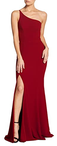 Dress the Population dam Amy One Shoulder Crepe Gown With Slit Long Dress Brudtärnsklänning