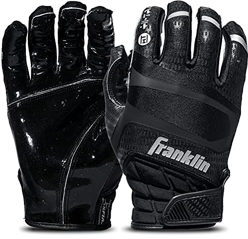 Franklin Sports Hi-Tack Premium Football Receiver Gloves - Black - Adult Small