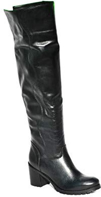 Anna Calzature Hubs Stivale Stivaletto Boot corsaro in Vera Pelle risvoltabile Mezzo Tacco Made in Italy Artigianale (36 EU)