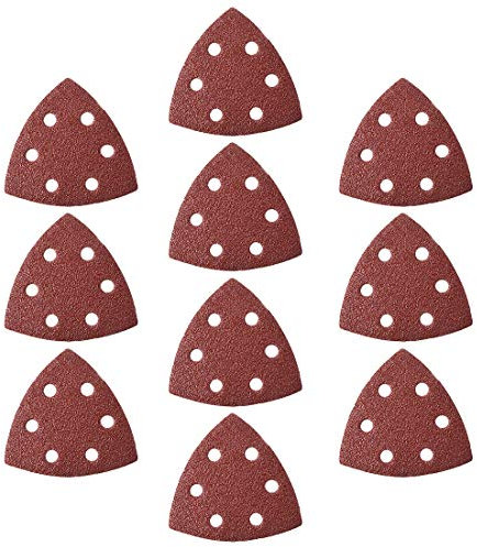sourcing map Detail Sander Sandpaper, Triangular Sanding Paper, Hook and Loop Sanding Pads, Triangle Oscillating Multi Tool, 40 Grits 6 Holes, 10pcs