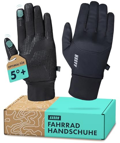 AARON Gloves Fahrradhandschuhe für Damen und Herren - rutschfeste Touchscreen-Radhandschuhe für MTB, BMX, City-Bike oder Trekking-Bike - warme Handschuhe zum Radfahren und Joggen