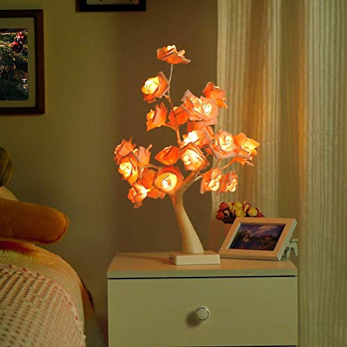 NNGT Table Lamp,Desktop Rose Bonsai Tree Light Lamp, Fairy Light Spirit Tree Lamp,24 LED Tree Lamp Decorative Light for Living Room Bedroom Two Modes: USB/Battery Powered