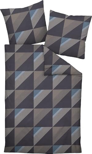 Janine Mako-Satin-Bettwäsche J.D. 155x200 cm + 80x80 cm nachtschattenblau