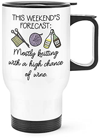 This Weekend's Forecast Knitting Travel Mug Cup with Handle