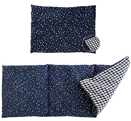 Dr. Berger – Kirschkernkissen Set für Verspannungen und Schmerzen in Schultern, Rücken und Nacken – 50x20 & 30x20 cm Wärmekissen zur Entspannung – geeignet für Mikrowelle und Backofen (Blau)