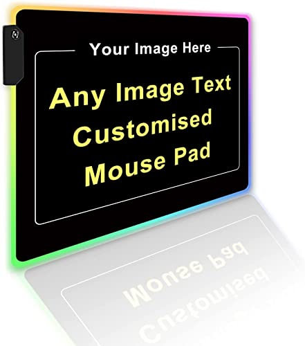 Personalisierte RGB LED Gaming Mauspad mit Foto Bild Text, Personalisiert Gaming Mauspad, individuelles Mauspad für den Schreibtisch, Anpassbar Geschenke, 13,8 x 11,8 Zoll