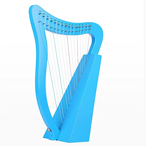 ZJDYDY 15-saitige Lyra-Harfe, Musikinstrument aus massivem Birkenholz, keltische irische Harfe, für Erwachsene, Kinder, Anfänger, 22 Zoll, Blau