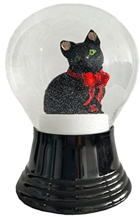 VIENNA SNOWGLOBE Schneekugel Echtglaskugel - Fast wie echter Schnee Motiv: Katze schwarz, 8 cm, 1625