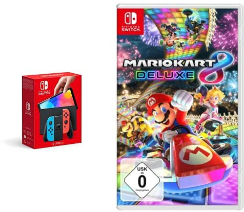 Nintendo Mario Kart 8 Deluxe + Konsole (OLED-Modell) Neon-Rot/Neon-Blau
