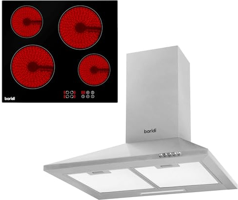 Baridi 4 Zone Ceramic Hob & Chimney Style Cooker Hood Bundle - DH181