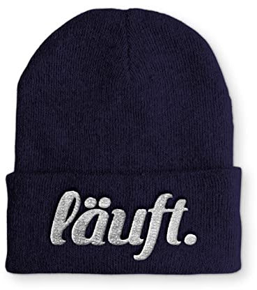 tshirtladen läuft Statement Wintermütze Beane Mütze für Damen und Herren, Farbe: Navy