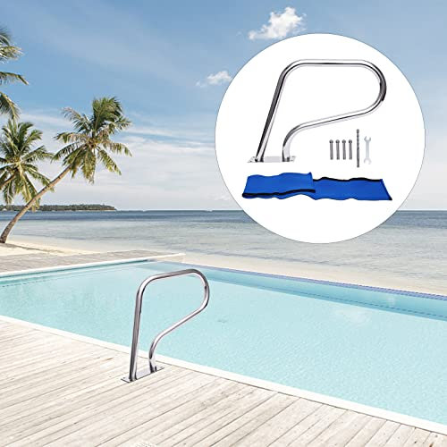 Barandilla de piscina con base de piscina pasamanos de acero inoxidable Handrail Piscina Escalera de piscina Arco de agarre escaleras, ayuda de entrada para piscinas, inclinada
