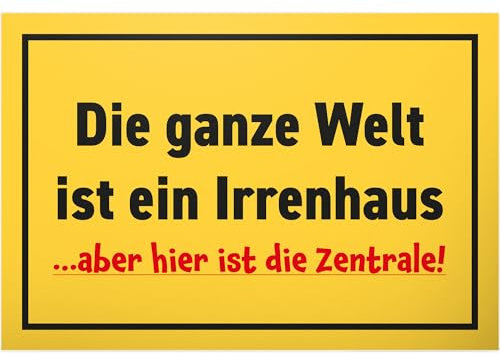 DankeDir! Irrenhaus Zentrale - 30 x 20 cm Schild - Party Geschenk Deko Partydeko Geschenkidee Kollegen Freunde - Spruchschild lustiger Spruch Türschild Wanddeko Geburtstagsgeschenk Karte
