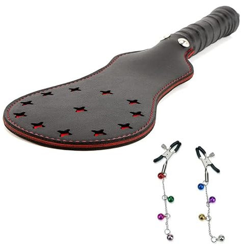 Frusta di cuoio nero, finta pelle Whip Paddle