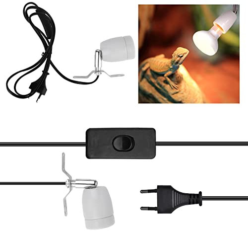 Leikurvo Heiz Lampenfassung, E27 Keramik Wärmelampe Lampenfassung E27 Fassung mit Kabel für Aquarium Reptil, UV-Glühlampe Strahler Keramik-Heizlampe Tageslicht EU110-250V