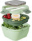 Greentainer Salatbehälter mit unterteilung fächern,Lunchbox mit Besteck für Erwachsene und Kinder,Salat Box to go,Bento Box für Schule,Arbeit,Picknick,Reisen, Auslaufsicher Brotzeitbox |1700ml,Grün